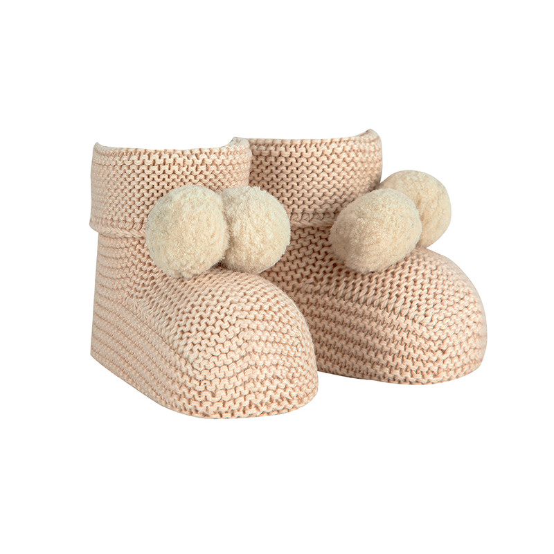 Chausson point mousse avec pompom LIN