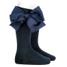 Calze lunghe in caldo cotone con grandefiocco BLU