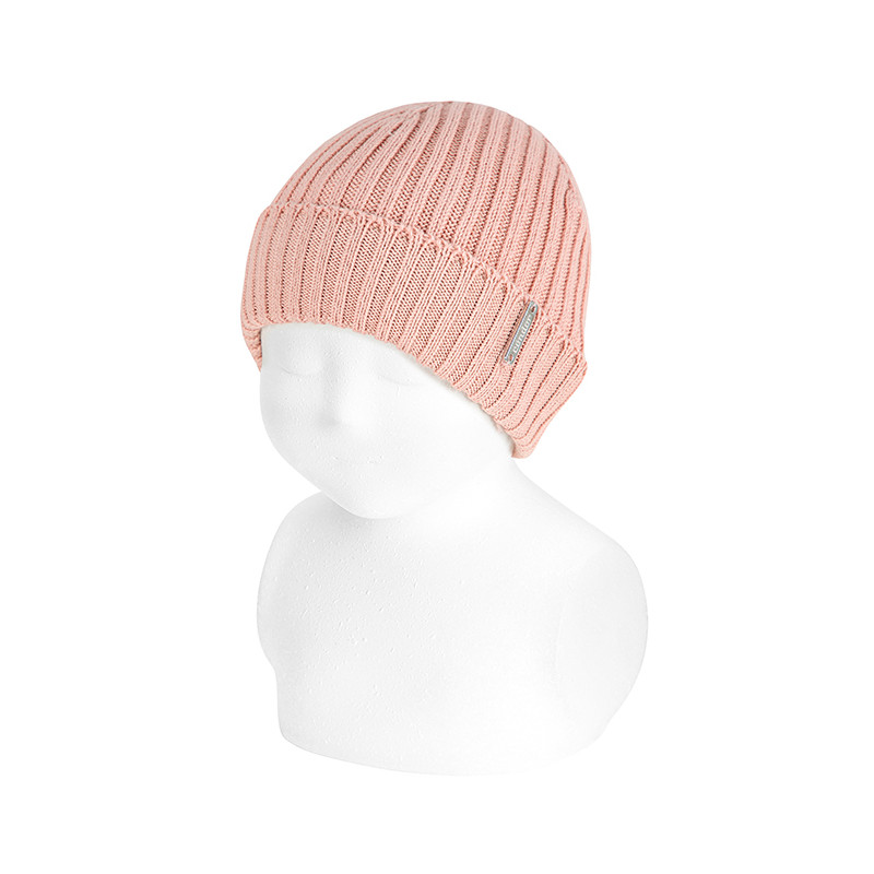 Gorro canalé para bebé ROSA EMPOLVADO