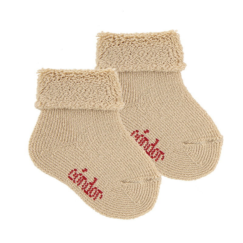 Calze misto lana merino con riccio BEIGE