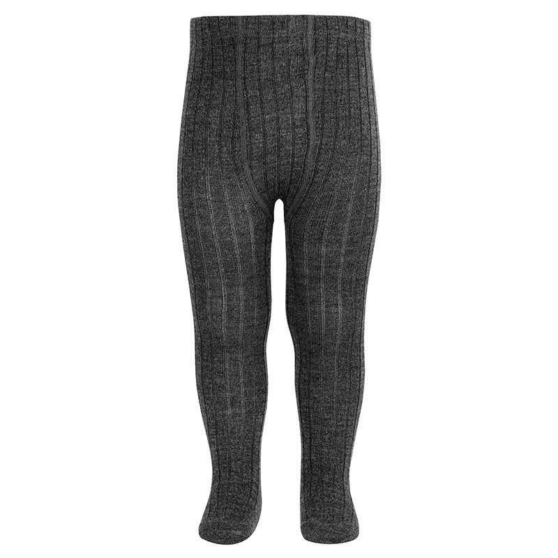 Extrafine merino wool rib tights ANTHRACITE
