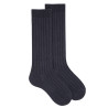 Calcetines altos lana merino extrafina con canalé AZUL OSCURO