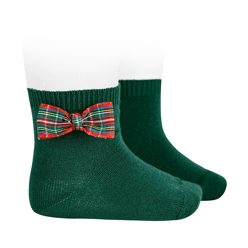 Calcetines con lazo cuadro escocés VERDE BOTELLA