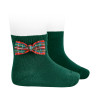Socks with scottish check bow BOTTLE GREEN