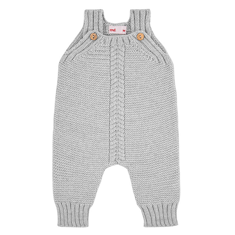 Merino wool blend braided baby romper ALUMINIUM