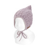 Aran stitch bulky baby bonnet PEARL