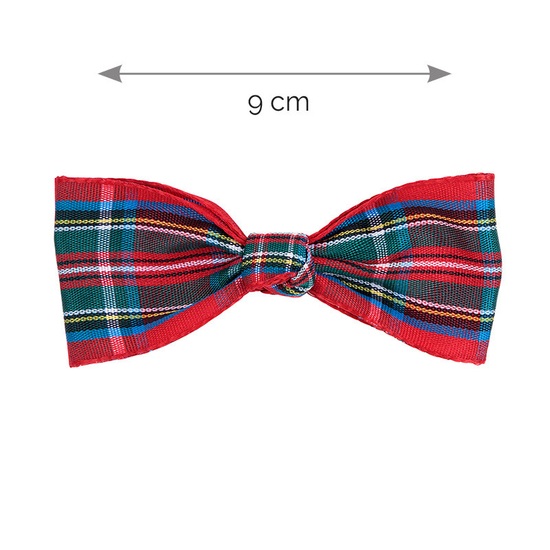 Pinça cabell amb llaç quadre escocès (9cm) RED VELVET