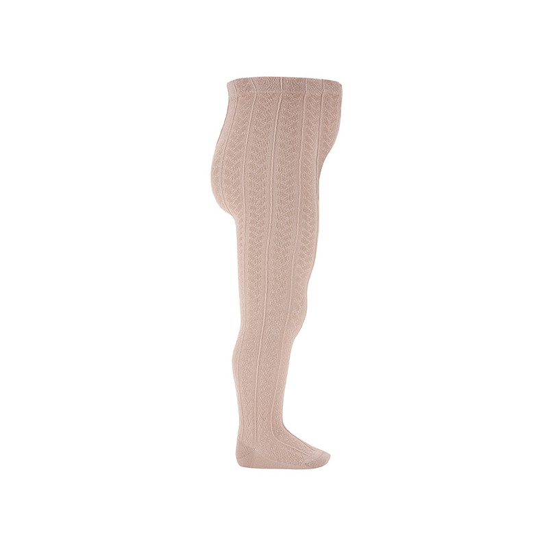 Calzemaglie cotone con piccole trecce verticali ROSA ANTICO