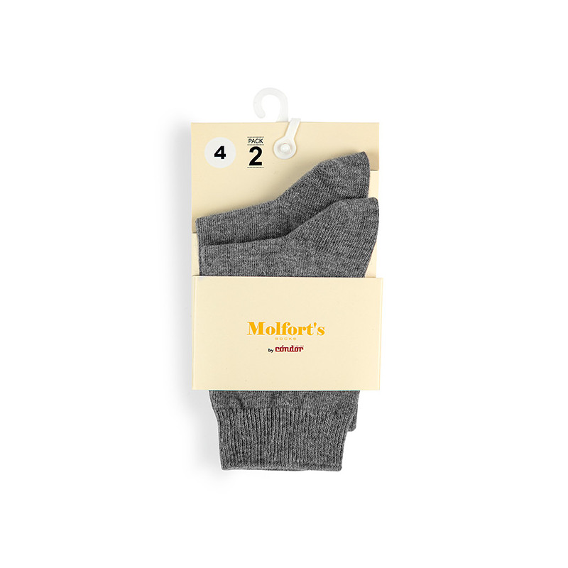 Pack 2 parells mitjons curts llisos cotó-lycra GRIS CLAR