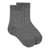 Pack 2 parells mitjons curts llisos cotó-lycra GRIS CLAR