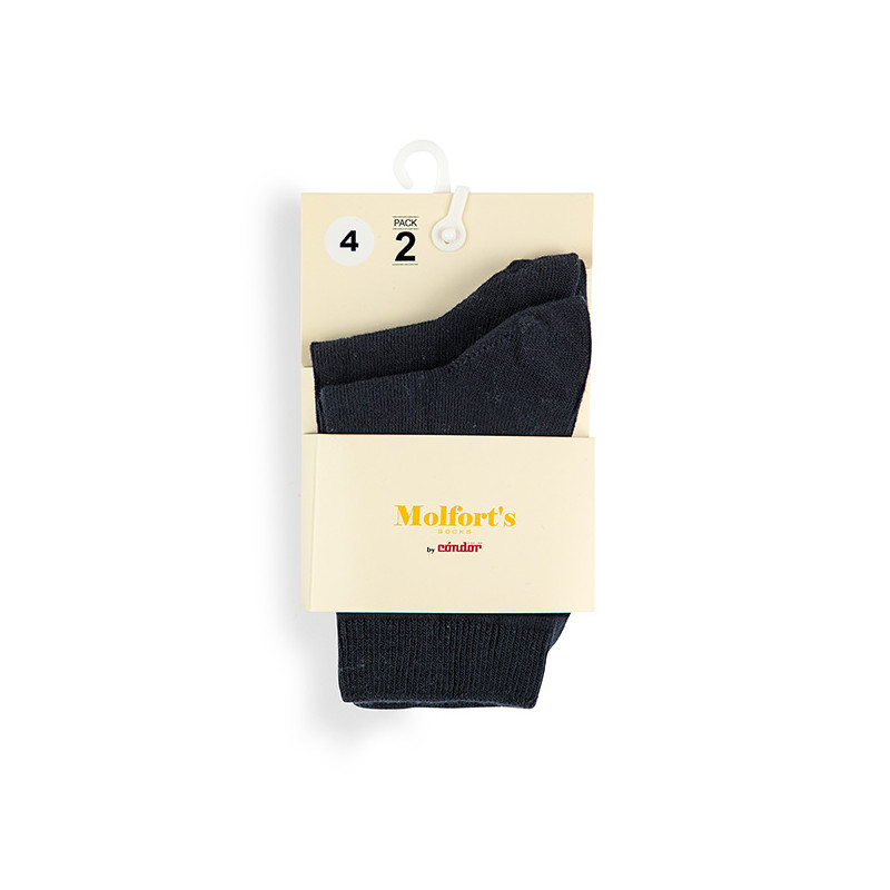 Pack 2 parells mitjons curts llisos cotó-lycra BLAU MARI