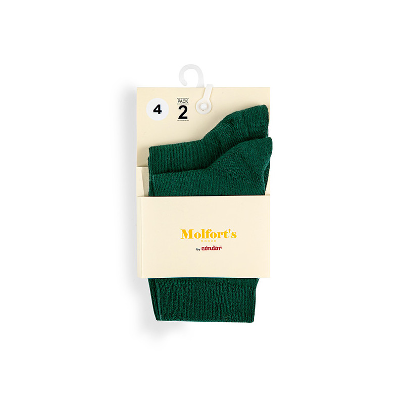 Pack 2 parells mitjons curts llisos cotó-lycra VERD AMPOLLA