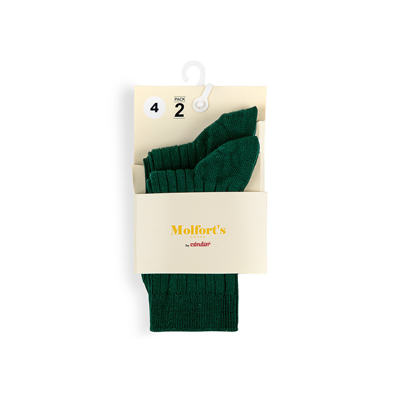 Pack 2 parells mitjons curts canalé cotó-lycra VERD AMPOLLA