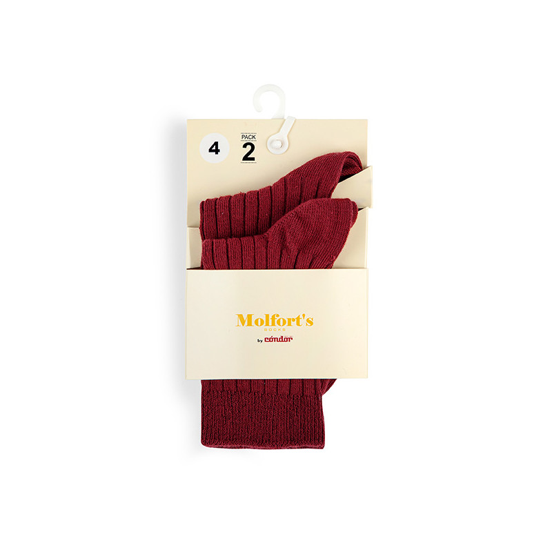 Pack 2 parells mitjons curts canalé cotó-lycra GRANATE
