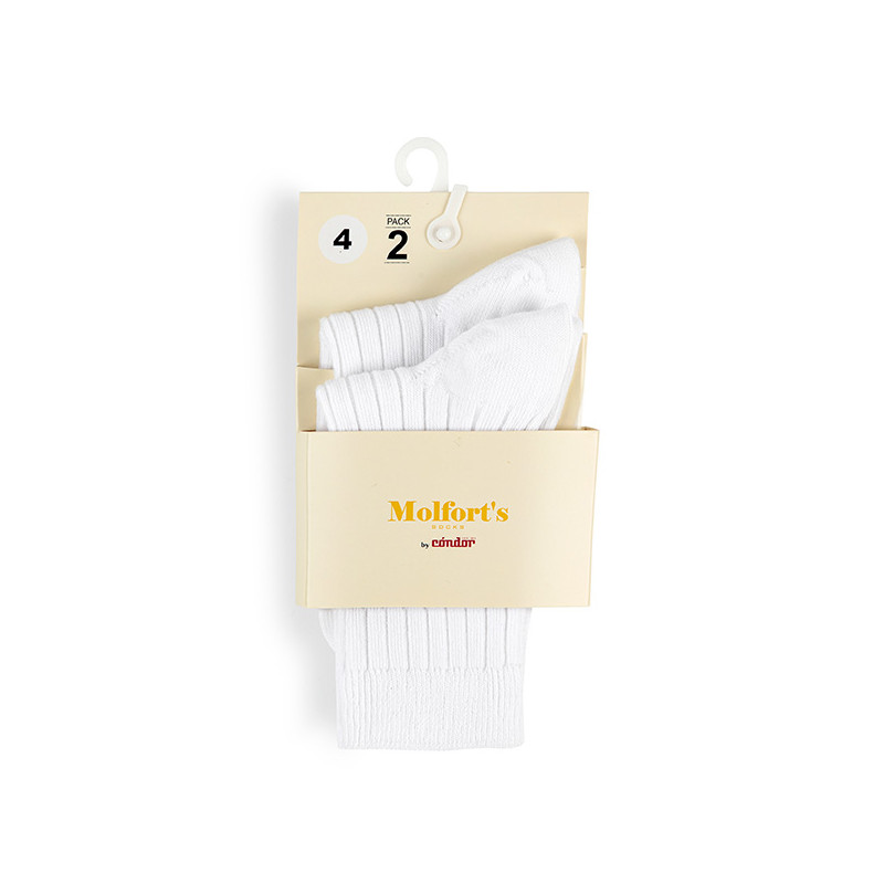 Pack 2 parells mitjons curts canalé cotó-lycra BLANC