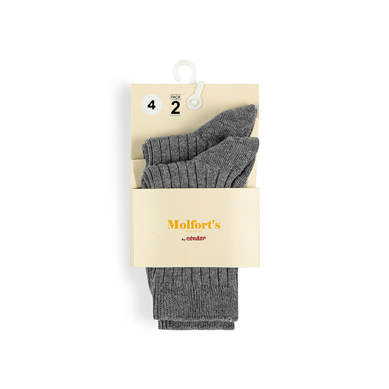 Pack 2 parells mitjons curts canalé cotó-lycra GRIS CLAR