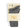 Pack 2 parells mitjons curts canalé cotó-lycra GRIS CLAR