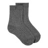 Pack 2 parells mitjons curts canalé cotó-lycra GRIS CLAR