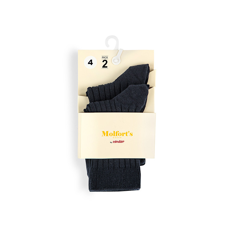 Pack 2 parells mitjons curts canalé cotó-lycra BLAU MARI