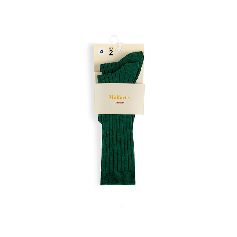 Pack 2 parells mitjons alts canalé cotó-lycra VERD AMPOLLA