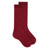 Pack 2 pares calcetines altos algodon-lycra canalé GRANATE