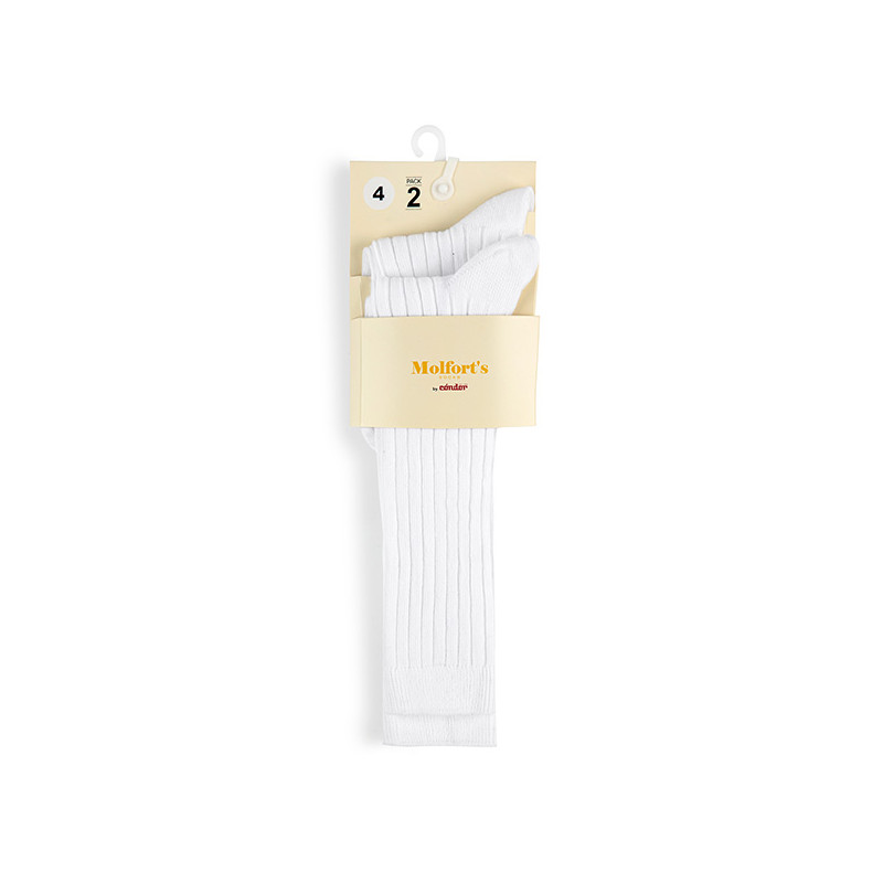 Pack 2 parells mitjons alts canalé cotó-lycra BLANC
