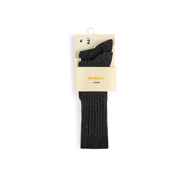 Pack 2 paia calzini alti cotone-lycra acoste ANTRACITE