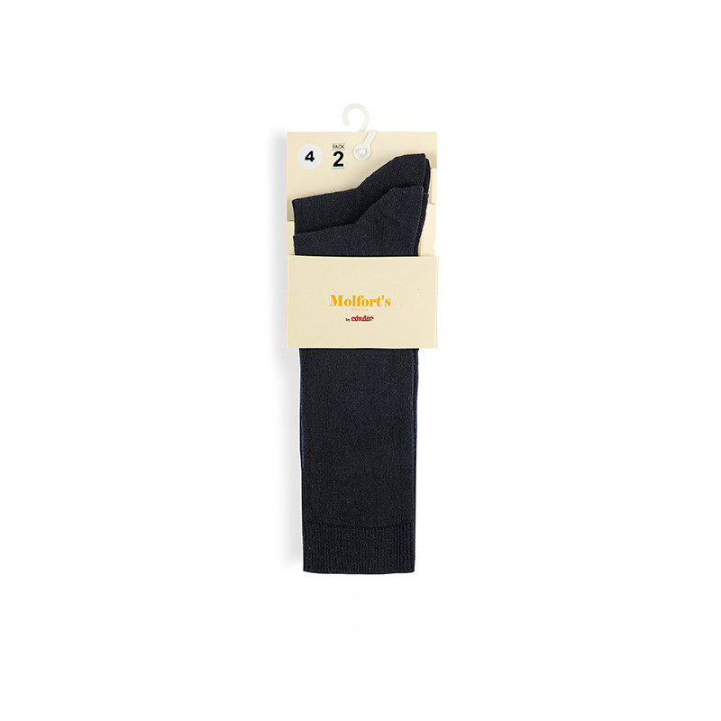 Pack 2 pares calcetines altos algodon-lycra punto liso MARINO