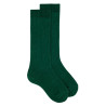 Pack 2 paia calzini alti cotone-lycra rasata VERDE BOTTIGLIA