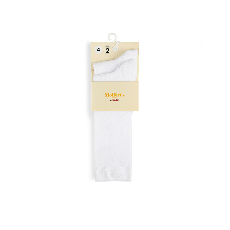 Pack 2 parells mitjons alts llisos cotó-lycra BLANC