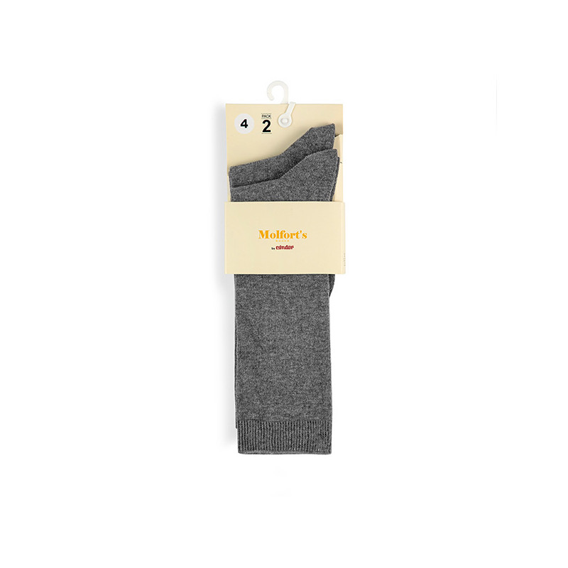 Pack 2 parells mitjons alts llisos cotó-lycra GRIS CLAR