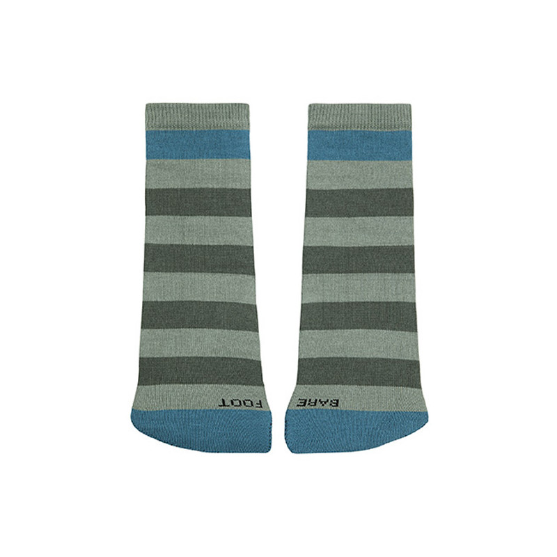 Striped barefoot socks with terry toe LICHEN GREEN