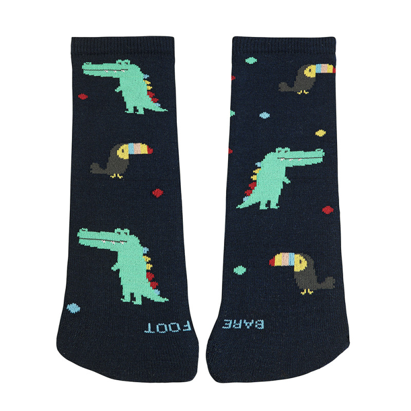 Chaussettes courtes barefoot animaux tropicaux BLEU MARINE