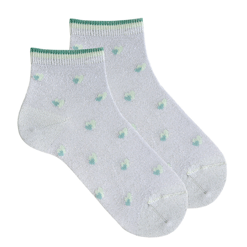 Heart fancy bright yarn ankle socks