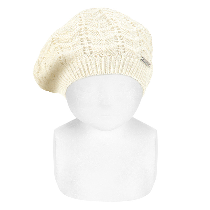 Zigzag openwork beret CREAM