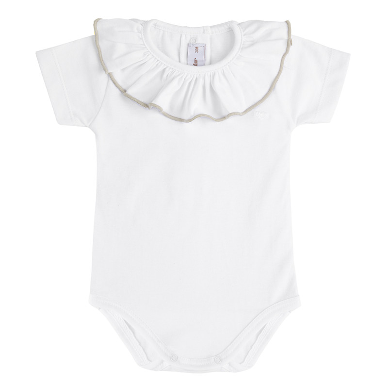 Heart bodysuit with contrasted collar WHITE/LINEN