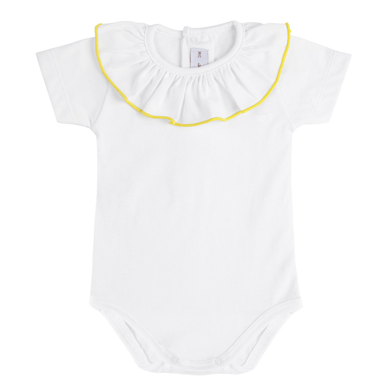 Heart bodysuit with contrasted collar WHITE/YELLOW