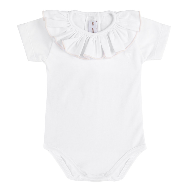 Heart bodysuit with contrasted collar WHITE/NUDE