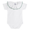 Body cuore, scollo con punto smerlato acontrasto BIANCO/JADE