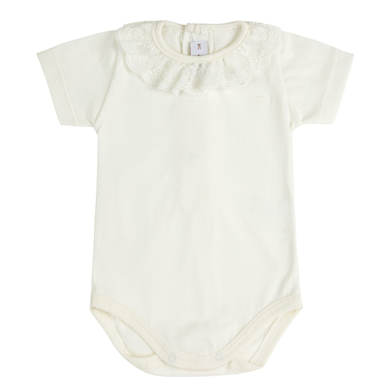 Body cuore, scollo in pizzo a tombolo LATTE