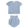 Sand stitch set (short sleeve sweater +culotte) BLUISH