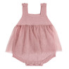 Garter stitch romper with tulle skirt PALE PINK