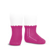 Calcetines de algodón perlé con calado lateral FUCSIA