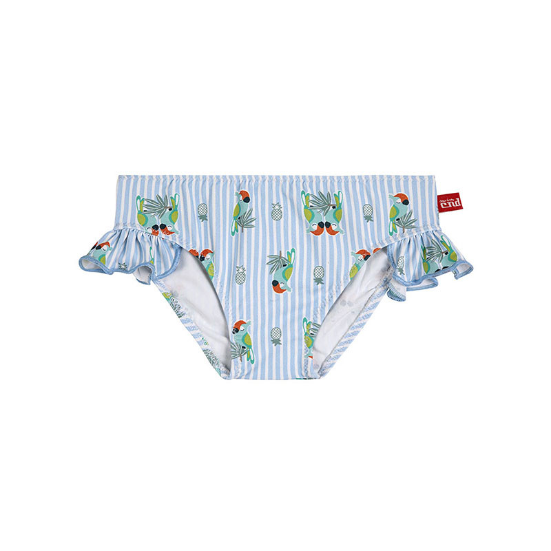 Braguita bikini upf50 little tropic, volante camal AZUL BEBE