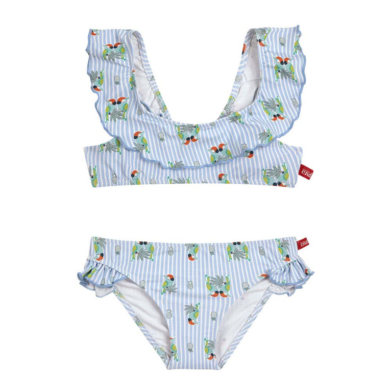 Bikini upf50 little tropic décolté volanté BLEU BEBE