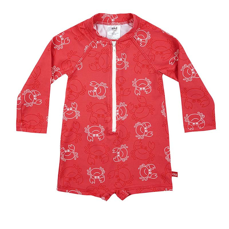 Tutina bagno maniche lunghe upf50 crab family ROSSO