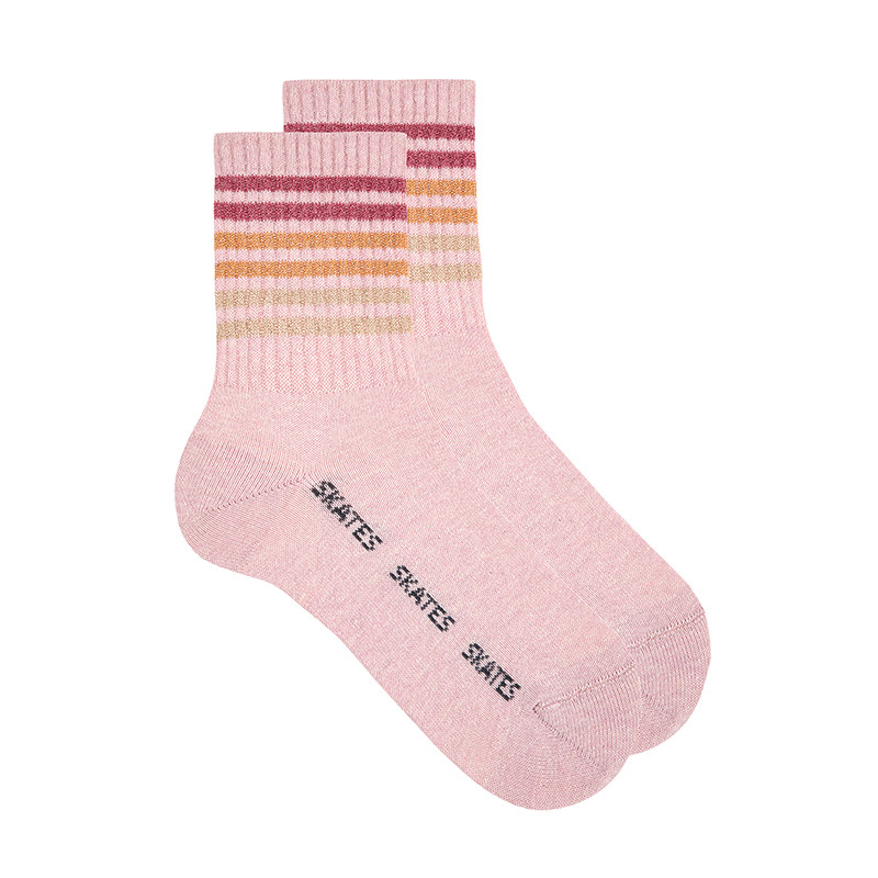 Calze tennis cotone riciclato, righe filo brillant
