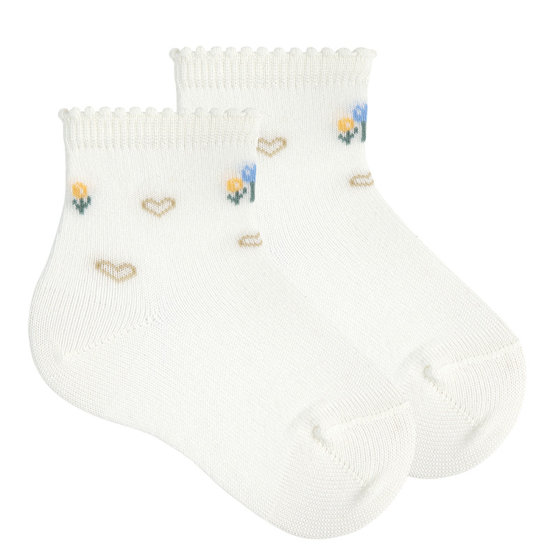 Chaussettes courtes fantaisie tulipes