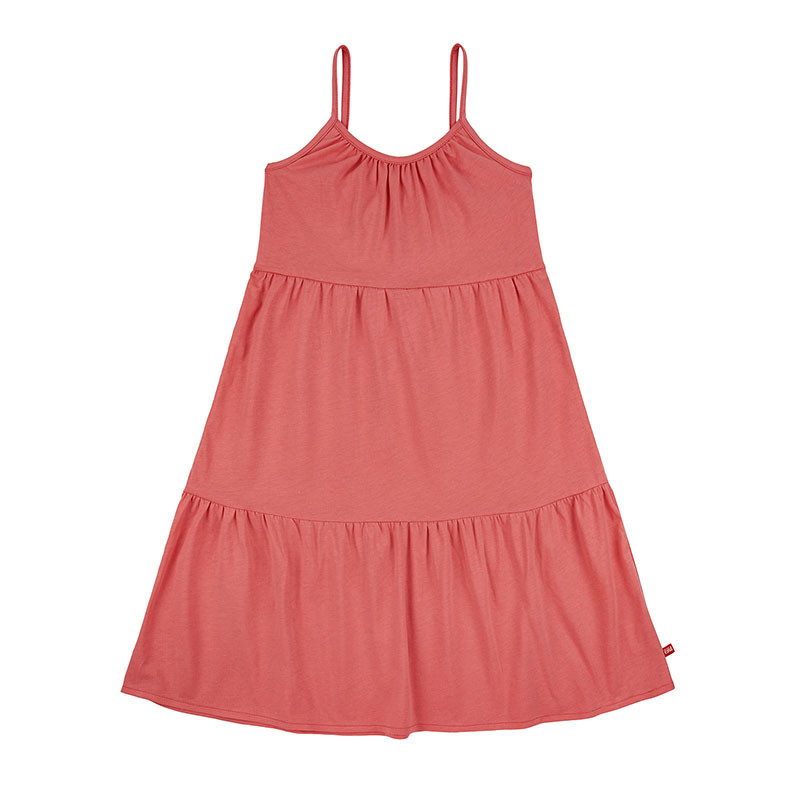 Sleveless sundress with flounces CORALLINE