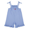 Sleeveless short dungarees with leg ruffles PORCELAIN